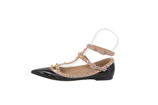 VALENTINO SANDAL FLAT ROCKSTUDS BLACK - 36 BR