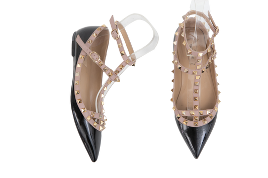 VALENTINO SANDAL FLAT ROCKSTUDS BLACK - 36 BR