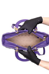 DIOR LADY DIOR LARGE CANNAGE LEATHER PURPLE
