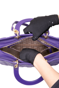 DIOR LADY DIOR LARGE CANNAGE LEATHER PURPLE