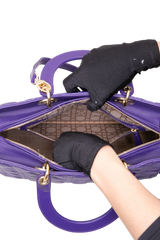 DIOR LADY DIOR LARGE CANNAGE LEATHER PURPLE