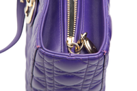 DIOR LADY DIOR LARGE CANNAGE LEATHER PURPLE