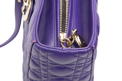DIOR LADY DIOR LARGE CANNAGE LEATHER PURPLE