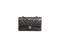CHANEL CLASSIC DOUBLE FLAP MEDIUM LAMBSKIN BLACK -  SILVER HDWR