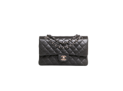 CHANEL CLASSIC DOUBLE FLAP MEDIUM LAMBSKIN BLACK -  SILVER HDWR