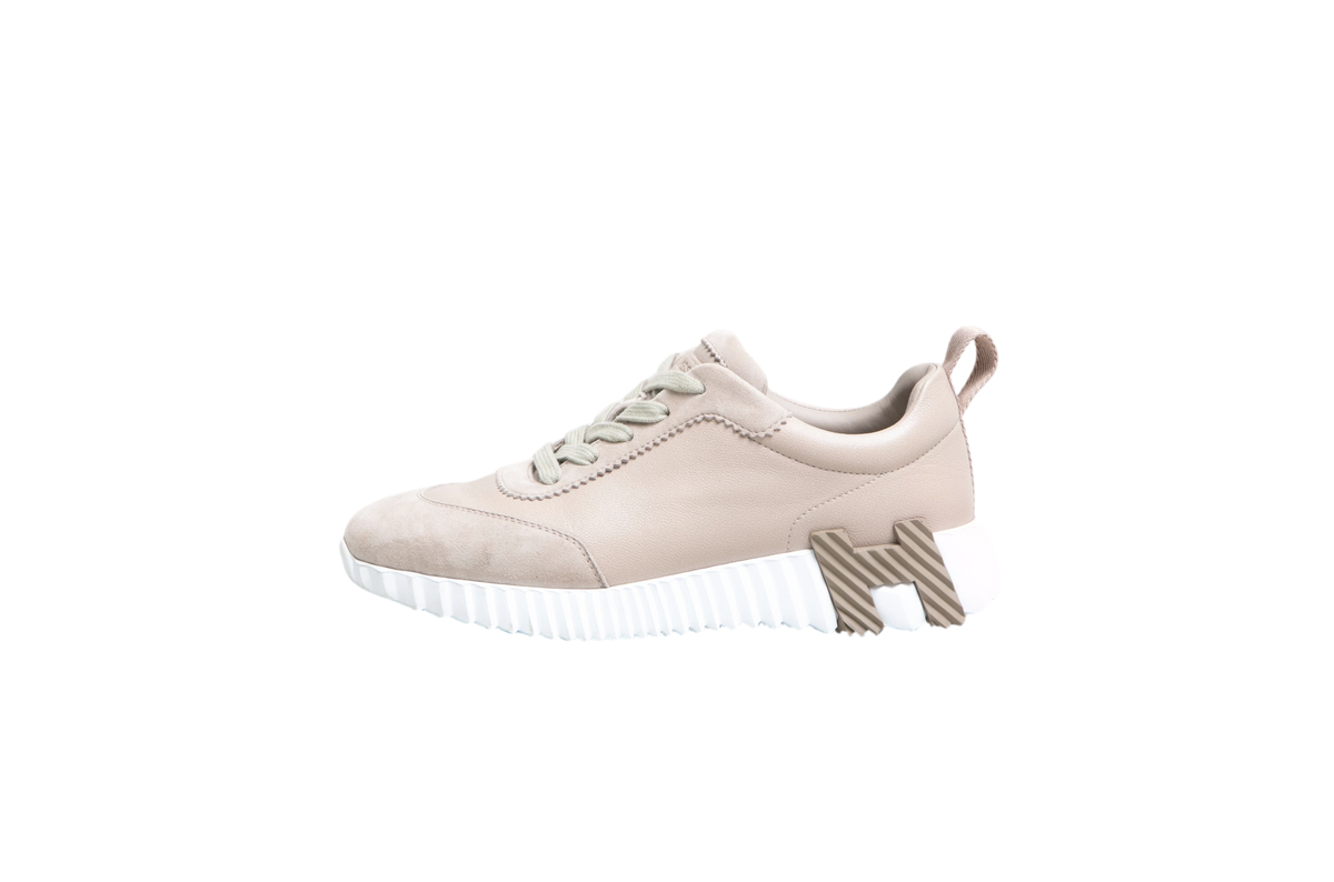 HERMÈS SNEAKER BOUNCING GOATSKIN BEIGE GALET - 34 BR