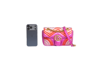GUCCI MINI GG MARMONT METALLIC CALFSKIN FUCHSIA/PINK/RED