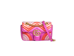 GUCCI MINI GG MARMONT METALLIC CALFSKIN FUCHSIA/PINK/RED