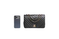 CHANEL STATEMENT FLAP SMALL CHEVRON LAMBSKIN BLACK