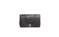 CHANEL STATEMENT FLAP SMALL CHEVRON LAMBSKIN BLACK