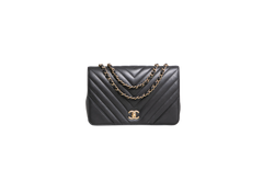 CHANEL STATEMENT FLAP SMALL CHEVRON LAMBSKIN BLACK