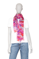 D&G SCARF SILK ABSTRACT FLORAL FUCHSIA/MAGENTA