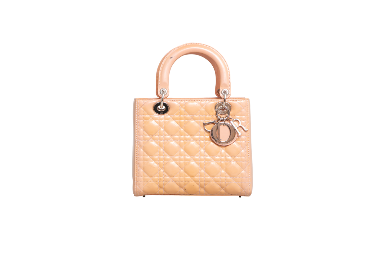 DIOR LADY DIOR MEDIUM PATENT BEIGE