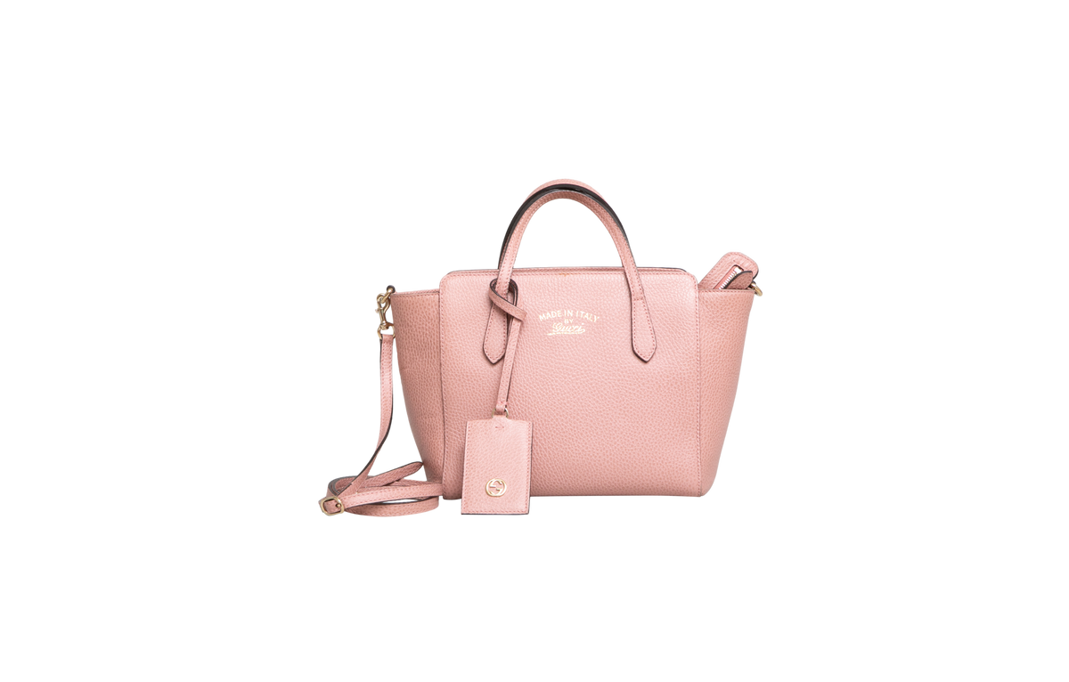 GUCCI SWING MINI TOTE PEBBLED LEATHER LIGHT PINK