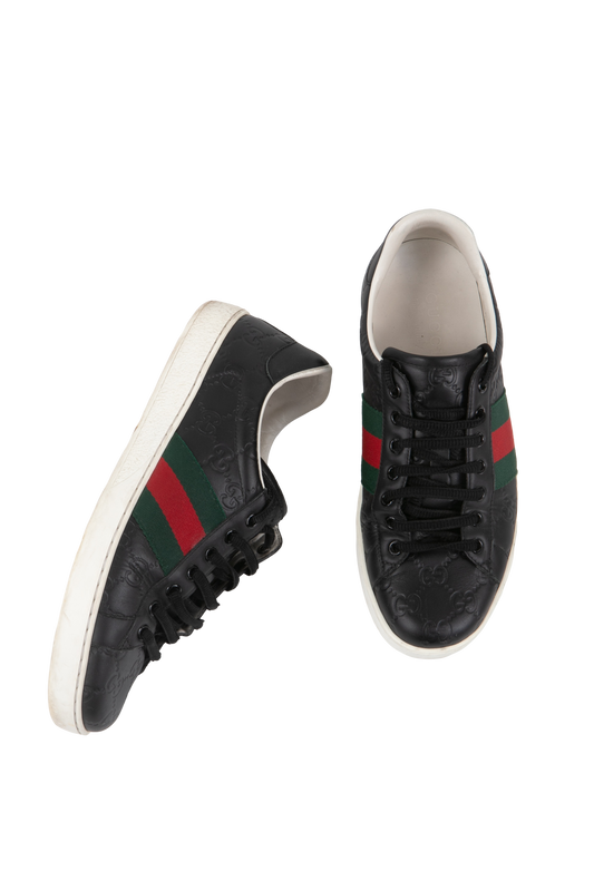 GUCCI SNEAKER GG ACE BLACK WEB MENS