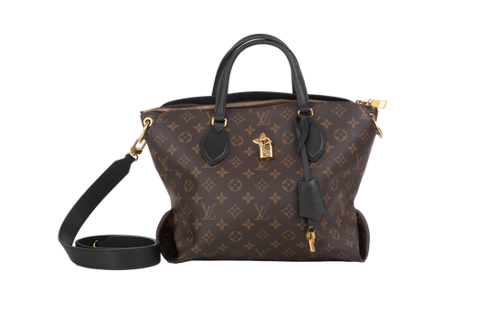 LOUIS VUITTON FLOWER ZIPPED MM MONOGRAM TOTE BLACK