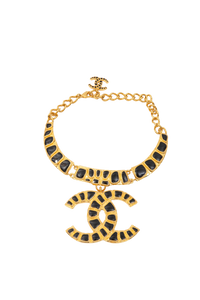 CHANEL COLLIER LOGO MAXI GOLD PLATED