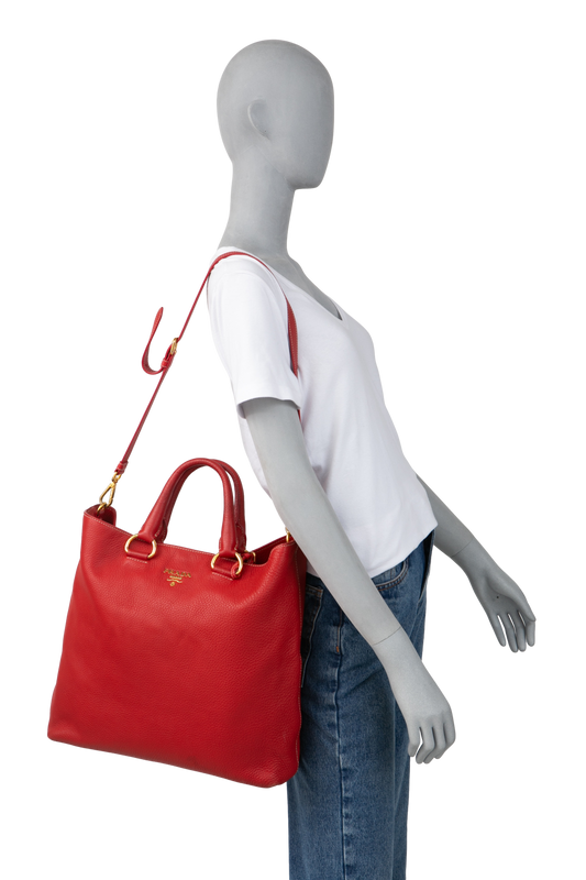 PRADA DAINO TOTE SID ZIP RED