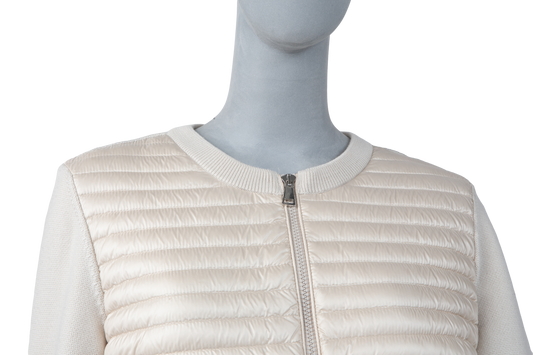 MONCLER CARDIGAN PADDED CREAM DOWN ZIP