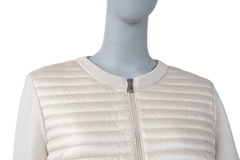 MONCLER CARDIGAN PADDED CREAM DOWN ZIP