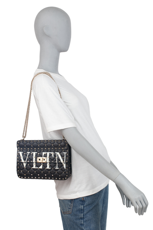 VALENTINO ROCKSTUD SPIKE VLTN BLACK PUFFER