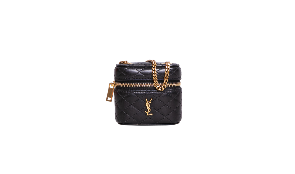 YSL GABY MICRO VANITY CASE MATELASSÊ QUILTED BLACK