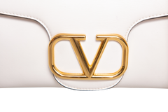 VALENTINO STUD SIGN SHOULDER BAG LEATHER IVORY