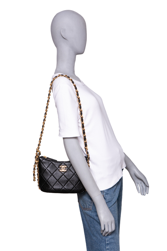 CHANEL CC MIXED CHAIN LINK CALFSKIN BLACK