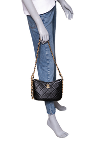CHANEL CC MIXED CHAIN LINK CALFSKIN BLACK