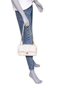 CHANEL CC FLAP SMALL SEQUINS BUTTER GOLD HDWR