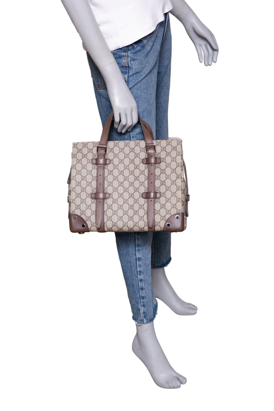 GUCCI BUCKLE TRAVEL SMALL TOTE GG SUPREME