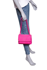 MIU MIU CANAPA CHAIN FLAP CANVAS FUXIA