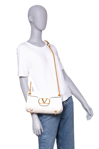 VALENTINO STUD SIGN SHOULDER BAG LEATHER IVORY