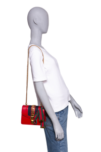 GUCCI SYLVIE SMALL WEB LEATHER RED