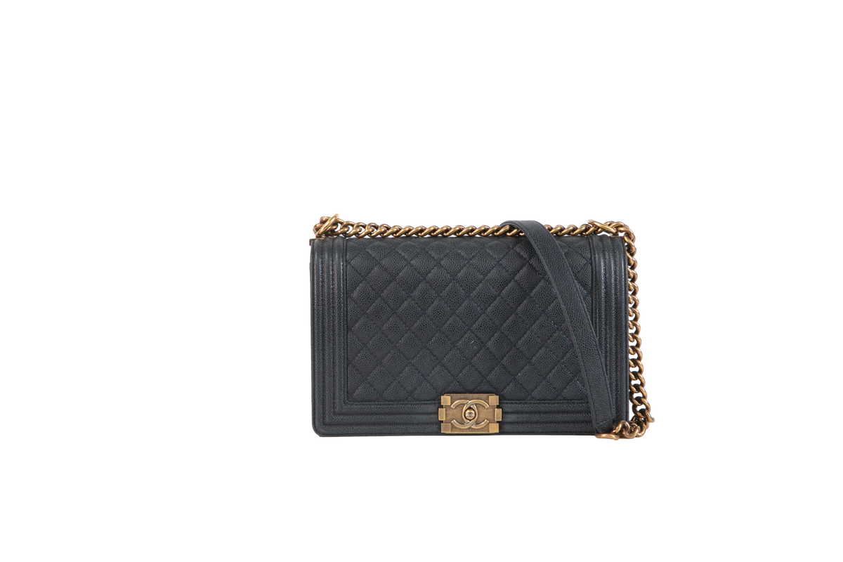 CHANEL BOY NEW MEDIUM CAVIAR FLAP BAG