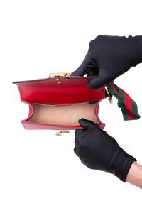 GUCCI SYLVIE SMALL WEB LEATHER RED