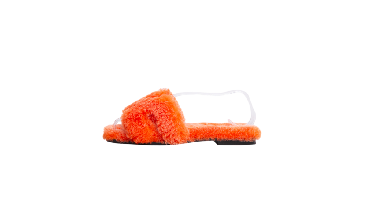 HERMÈS SANDAL ORAN SHEARLING FUR ORANGE - 34 BR