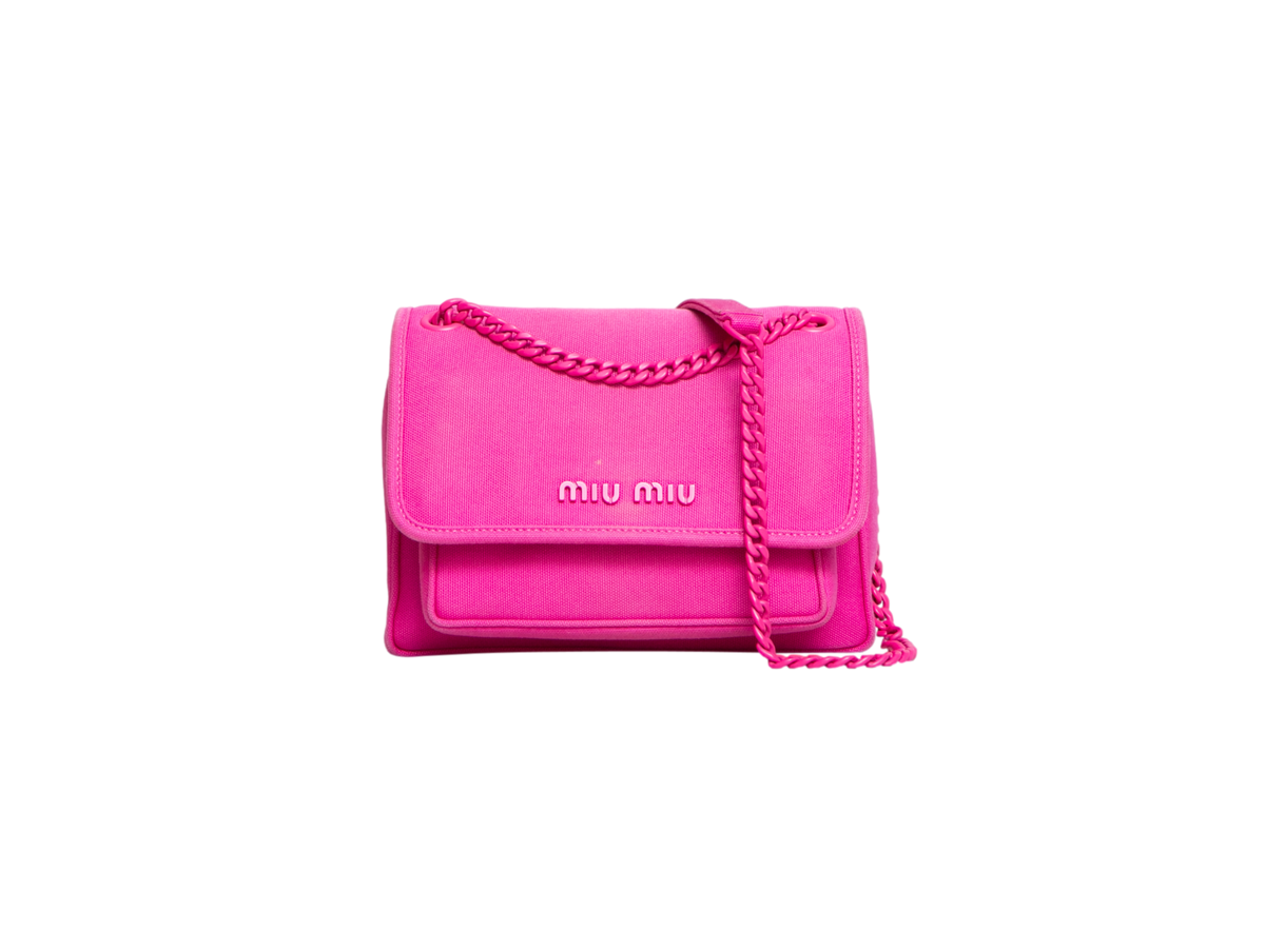 MIU MIU CANAPA CHAIN FLAP CANVAS FUXIA