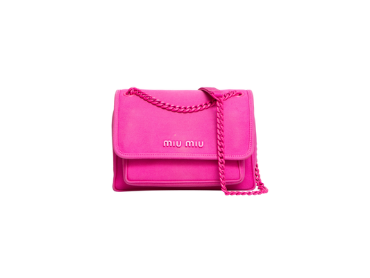 MIU MIU CANAPA CHAIN FLAP CANVAS FUXIA