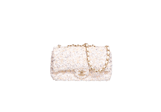 CHANEL CC FLAP SMALL SEQUINS BUTTER GOLD HDWR