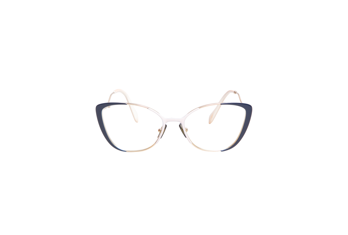 MIU MIU CAT EYE EYEGLASSES METAL GOLD/BLUE/WHITE