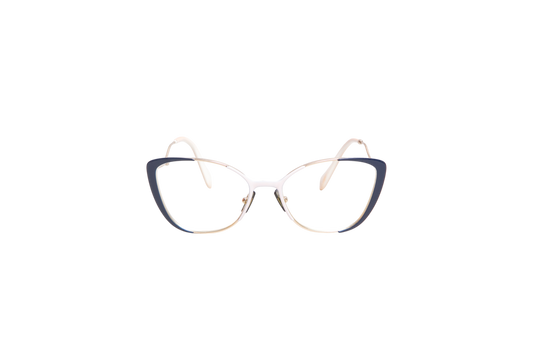 MIU MIU CAT EYE EYEGLASSES METAL GOLD/BLUE/WHITE