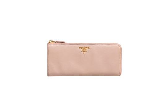 PRADA WALLET CONTINENTAL ZIP AROUND SAFFIANO ROSE POWDER