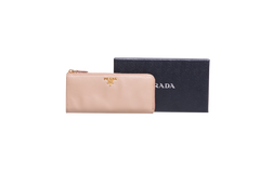 PRADA WALLET CONTINENTAL ZIP AROUND SAFFIANO ROSE POWDER