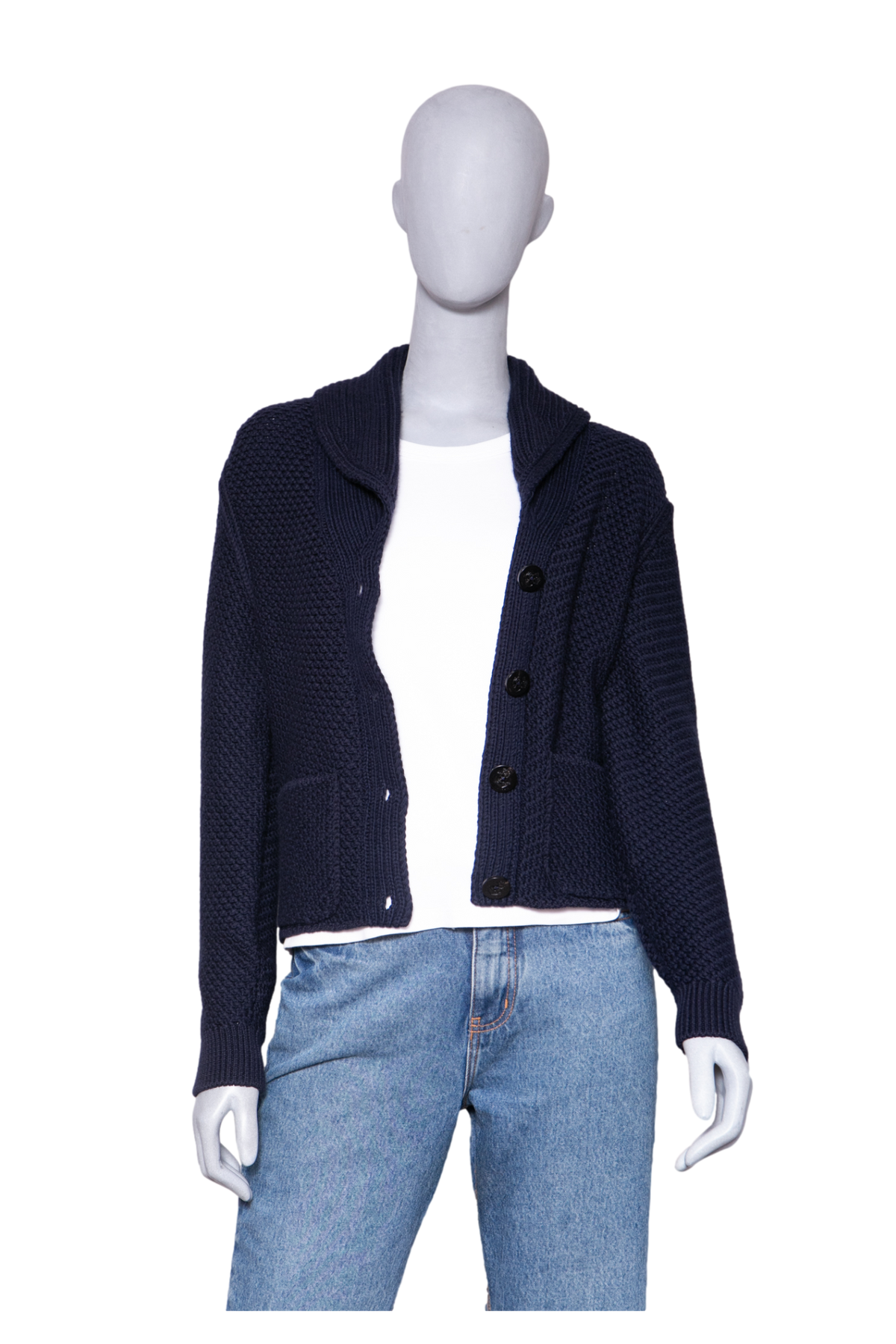 LORO PIANA KETCH CARDIGAN SWEATER NAVY BLUE COTTON AND WOOL