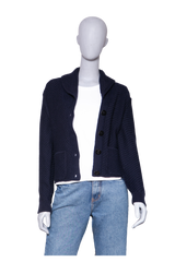 LORO PIANA KETCH CARDIGAN SWEATER NAVY BLUE COTTON AND WOOL
