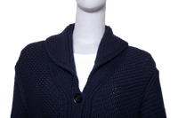LORO PIANA KETCH CARDIGAN SWEATER NAVY BLUE COTTON AND WOOL