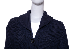 LORO PIANA KETCH CARDIGAN SWEATER NAVY BLUE COTTON AND WOOL