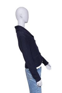 LORO PIANA KETCH CARDIGAN SWEATER NAVY BLUE COTTON AND WOOL