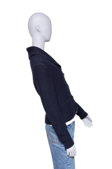 LORO PIANA KETCH CARDIGAN SWEATER NAVY BLUE COTTON AND WOOL